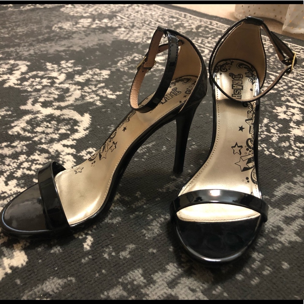 Black ankle strap heels
